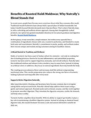 Benefits of Roasted Haldi Mukhwas: Why Nutrally’s Blend Stands Out