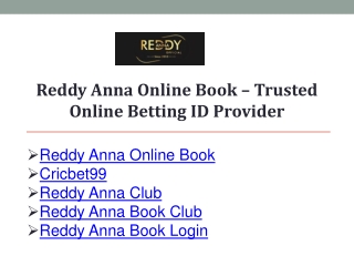 Reddy Anna Online Book – Trusted Online Betting ID Provider