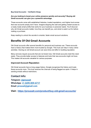 Why Buying Old Gmail Account Boosts Your Trustworthiness