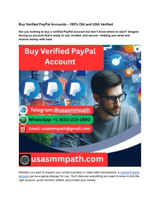 Buy Verified PayPal Accounts - 100% Old and USA Verified
