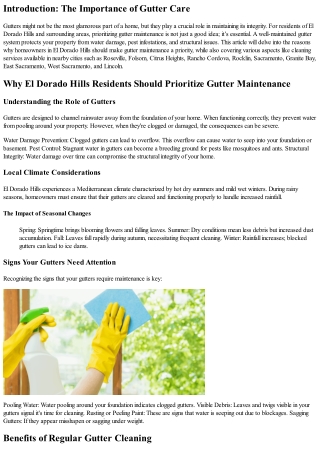 Why El Dorado Hills Residents Should Prioritize Gutter Maintenance