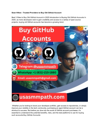 Sean Hilton - Trusted Providers to Buy Old Github Account