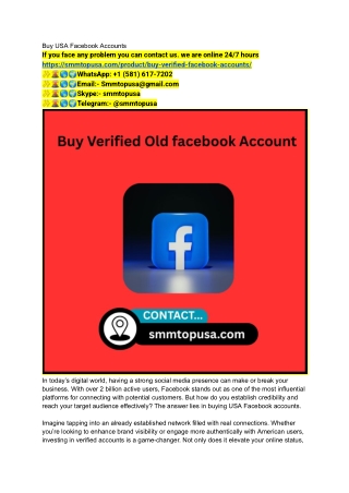 Buy USA Facebook Accounts – 100% USA, CA verified.