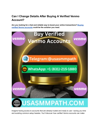 Can I Change Details After Buying A Verified Venmo Account