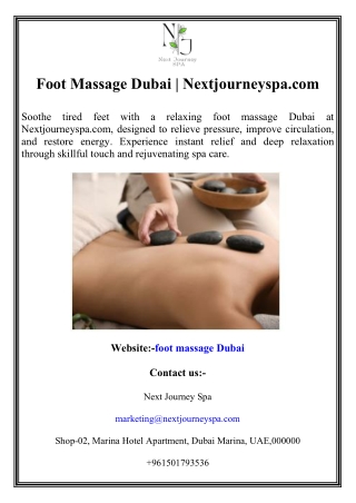 Foot Massage Dubai  Nextjourneyspa