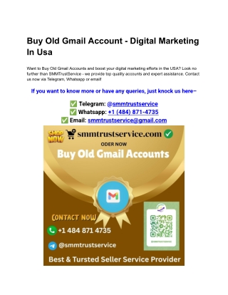 Buy Old Gmail Account - Digital Marketing In Usa