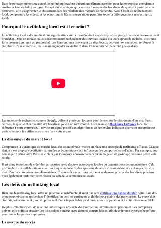 Prestation netlinking local : Enjeux et opportunités