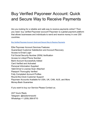 Buy Verified Payoneer Account_ Quick and Secure Way to Receive Payments