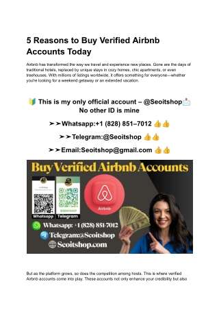 5 Reasons to Buy Verified Airbnb Accounts Today