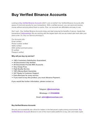 Buy Verified Binance Accounts