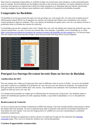Pourquoi les Startups Ont Besoin d'un Service de Backlink ?