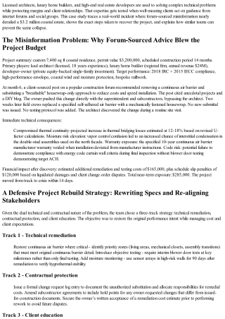 How a $3.2M Coastal Estate Project Collapsed After Clients Followed Online Build