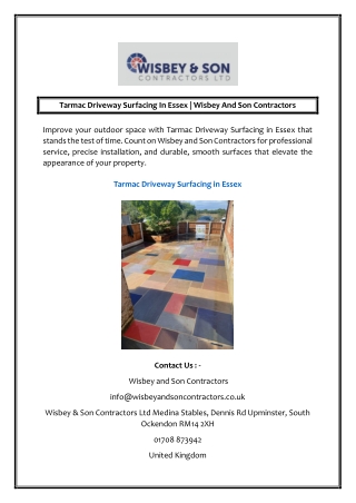 Tarmac Driveway Surfacing In Essex  Wisbey And Son Contractors