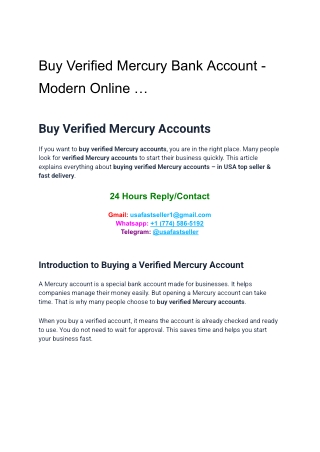 Buy Verified Mercury Bank Account - Modern Online …