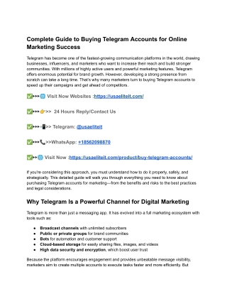 Top 10 Buy Telegram Account Marketing Services & Trusted Providers