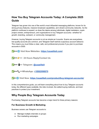 Top 05 to Platforms Buy Telegram Account and Sell (PVA, Aged)