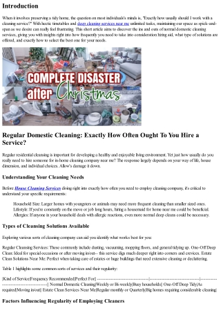 Regular Domestic Cleaning: Exactly How Frequently Should You Hire a Solution?