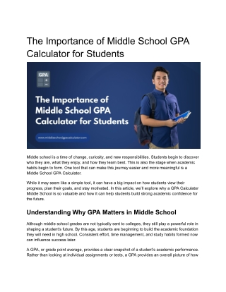 The Importance of Middle School GPA Calculator for Students