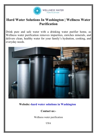 Hard Water Solutions In Washington  Wellness Water Purification