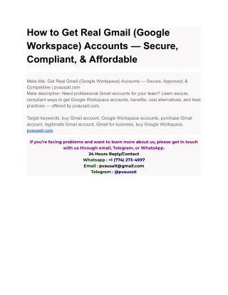 How to Get Real Gmail (Google Workspace) Accounts — Secure, Compliant, & Affordable