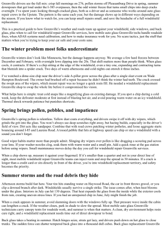 Windshield Repair Greenville: Seasonal Road Hazards to Watch For