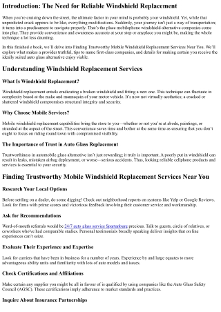 Finding Trustworthy Mobile Windshield Replacement Services Near You