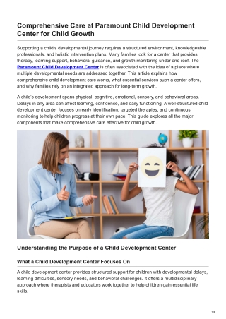 Comprehensive Care at Paramount Child Development Center for Child Growth