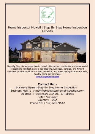 Home Inspector Howell | Step By Step Home Inspection Experts