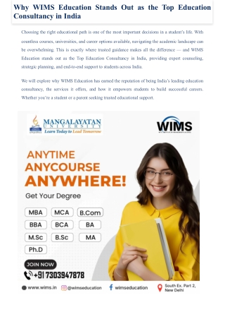 Top Education Consultancy in India - WIMS Education
