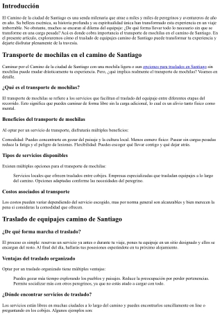 Explora el Camino de Santiago sin Cargas: El Secreto Está en el Transporte de Eq