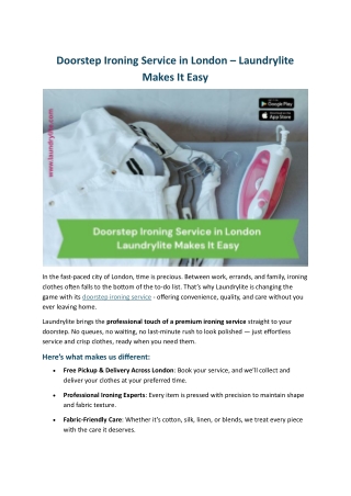 Doorstep Ironing Service in London – Laundrylite Makes It Easy