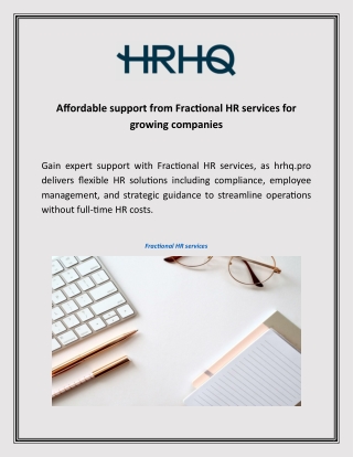 Affordable support from Fractional HR services for growing companies