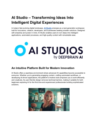 AI Studio – Transforming Ideas Into Intelligent Digital Experiences