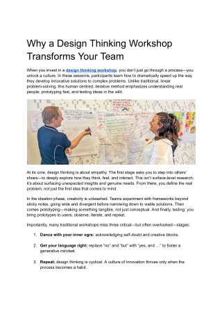 Why a Design Thinking Workshop Transforms Your Team