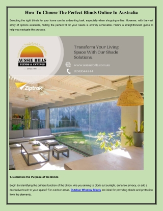 How To Choose The Perfect Blinds Online In Australia