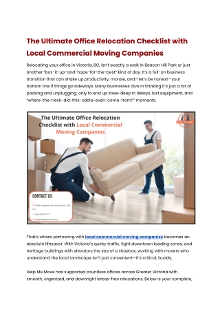 The Ultimate Office Relocation Checklist with Local Commercial Moving Companies