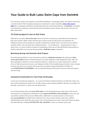 Your Guide to Bulk Latex Swim Caps from SwimInk