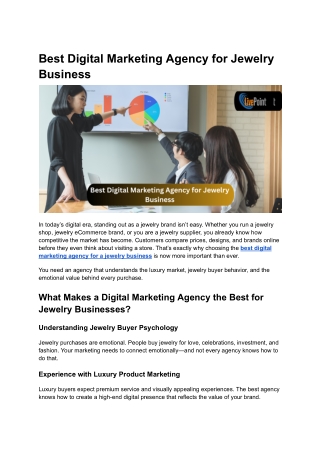 Best Digital Marketing Agency for Jewelry Business