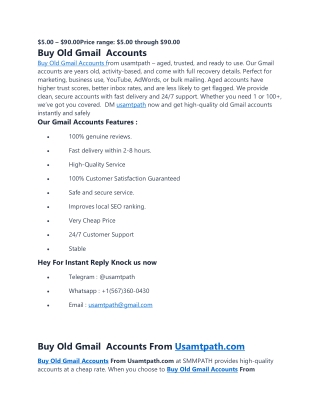Aged Gmail Accounts for Sale – Trusted & Secure Providers
