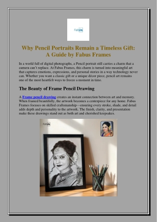 Why Pencil Portraits Remain a Timeless Gift A Guide by Fabus Frames
