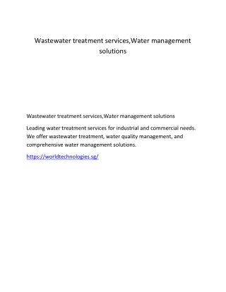 Water management solutions