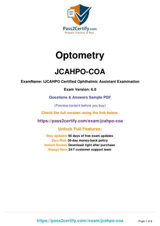 JCAHPO Certified Ophthalmic Assistant (COA) – Exam Overview & Preparation Guide