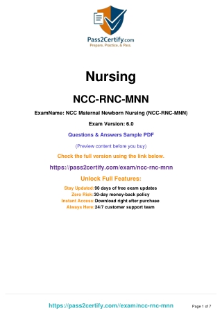 NCC RNC-MNN (Neonatal Intensive Care Nursing) Certification – Exam Overview