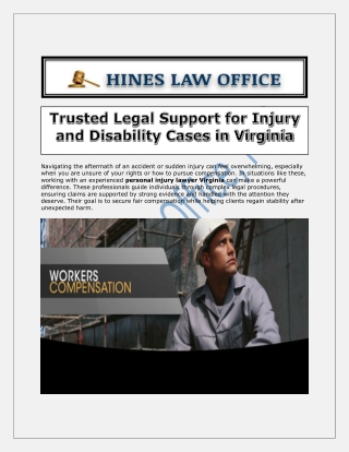 Trusted Legal Support for Injury and Disability Cases in Virginia