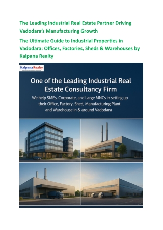 The Ultimate Guide to Industrial Properties in Vadodara