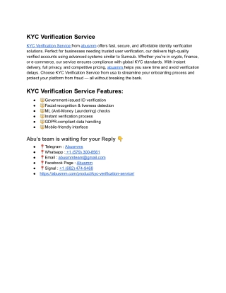 "Secure Your Sales and Purchases with Comprehensive KYC Verification"
