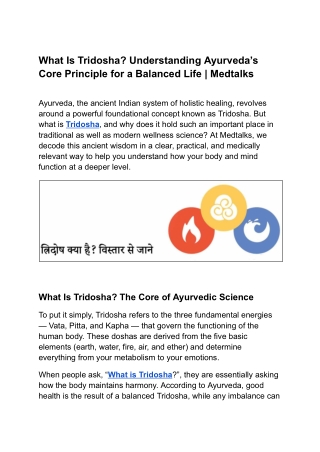 What Is Tridosha_ Understanding Ayurveda’s Core Principle for a Balanced Life _ Medtalks
