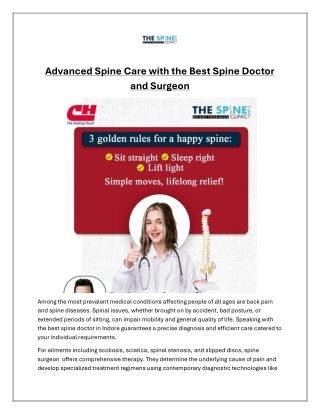 Advanced Spine Care with the Best Spine Doctor and Surgeon