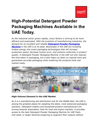 High-Potential Detergent Powder Packaging Machines Available in the UAE Today.