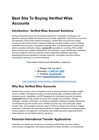 Best Site To Buying Verified Wise Accounts